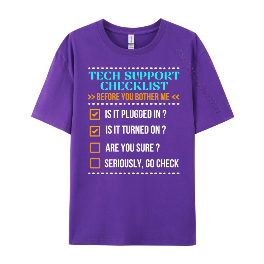 Funny Tech Support Checklist Helpdesk It Guys Computer Geek Pink Graphic Tees Mens TShirts Geek Printed Clothes