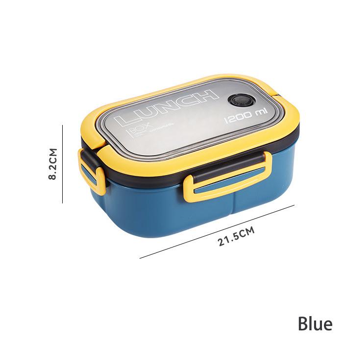 Microwave Lunch Box with Fork Spoon Portable Hermetic Lunch Box 2 Layer Grid Children Student Office Bento Box Food Storage Container