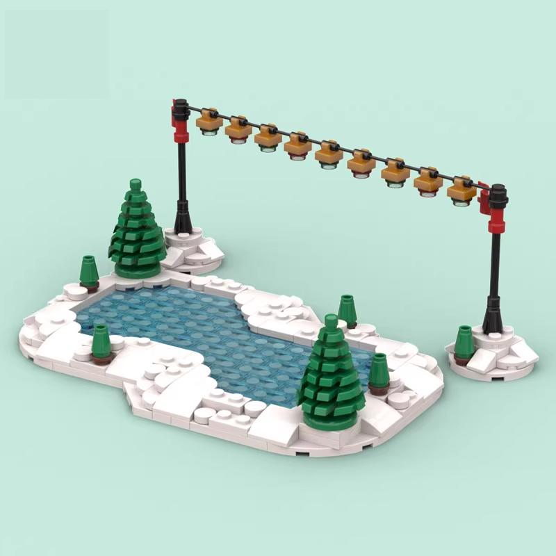 Зимний Рождественский каток MOC сборный конструктор из мелких деталей головоломка игрушка