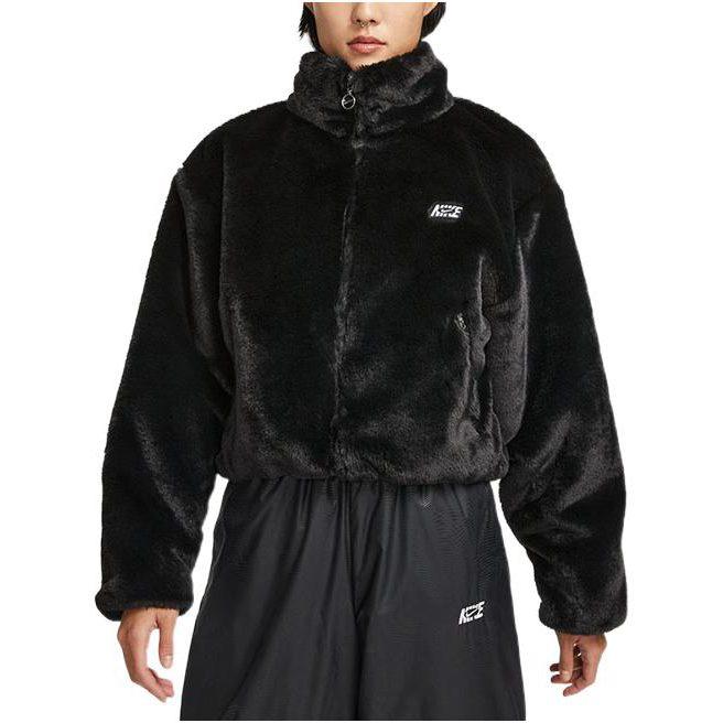 Nike Женские черные бархатные пиджаки с воротником-стойкой, средняя длина DV5140-010