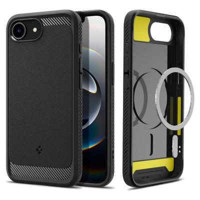 Spigen Противоударный чехол Rugged Armor Mag Magsafe для iPhone 16E, матовый черный