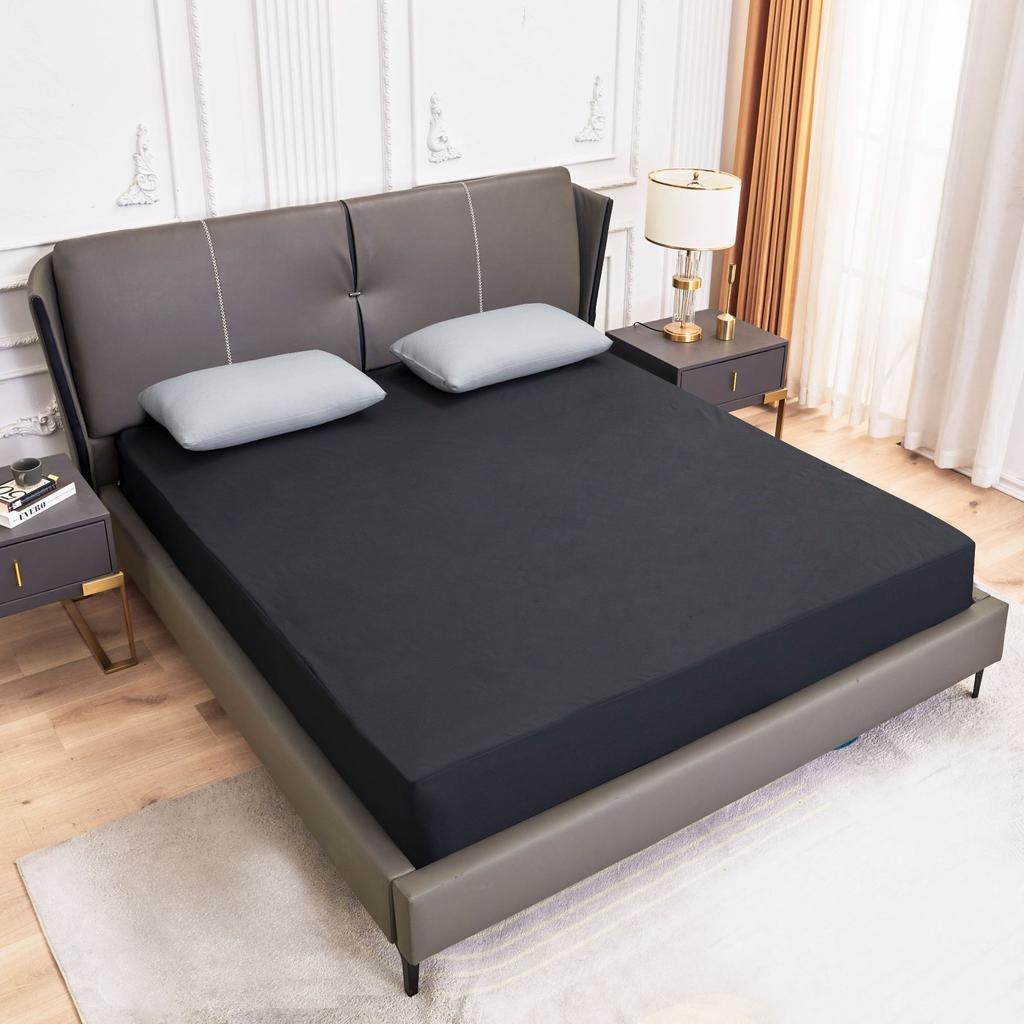 Solid Color Fitted Sheet Breathable Bedsheet Mattress Protective Cover Soft Bedding Non-slip Bed Cover Suitable for Home Master Bedroom Guest Bedroom