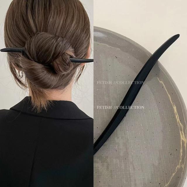 Новая женская мода Простая черная деревянная заколка для волос Взрослые милые заколки Женские аксессуары для волос Головные уборы