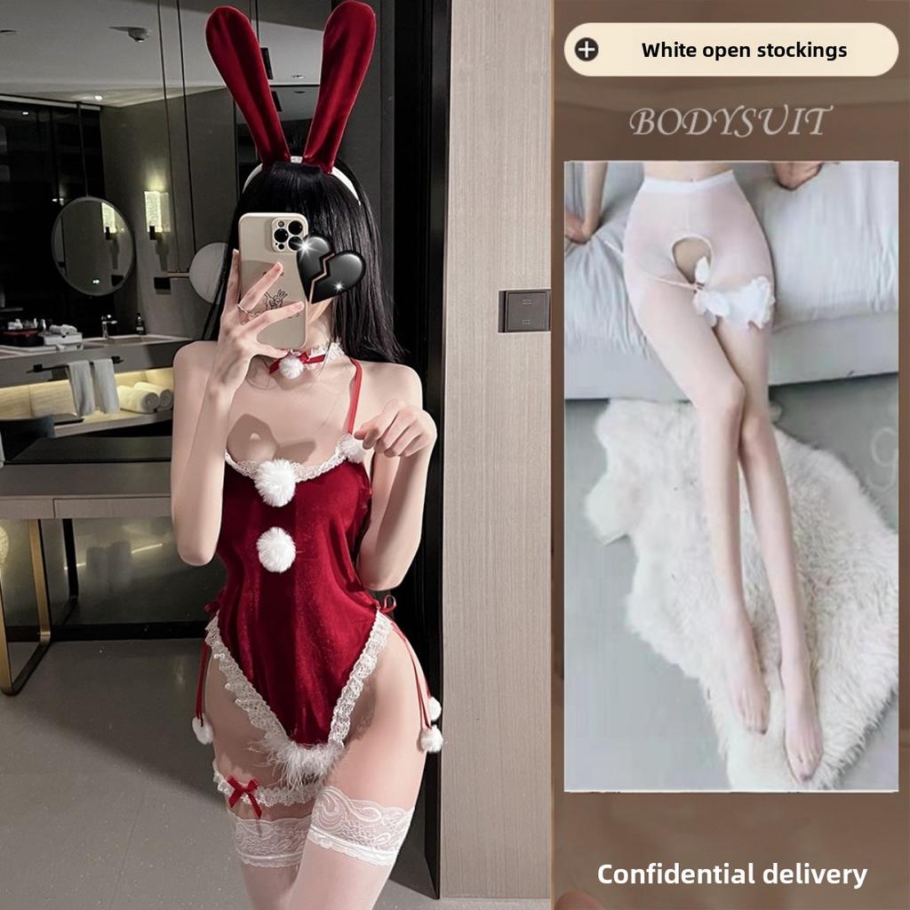 Sexy Christmas Lingerie Seduction Robe Uniform Suit Pajamas Sex Passion Winter Bunny