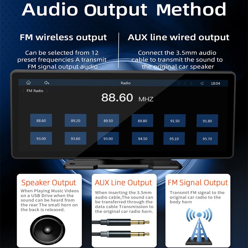 9,3-дюймовый портативный автомобильный радиоприемник CarPlay Android с сенсорным экраном мультимедийного видеоплеера с камерой заднего вида с дистанционным управлением