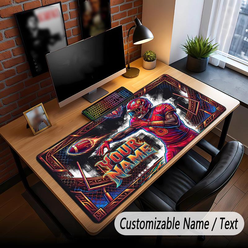 American Football Theme Custom Mouse Pad Personalized With Name Text Customized Desk Mat For Office Home Decor