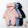 Fleece Romper Baby Long Sleeve Jumpsuit Autumn Baby Boys Girls Rompers Hooded Warm Cloth