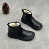 Ретро Теплые Шерстяные Короткие Ботинки Универсальные Снежные Ботинки Толстая Подошва Боковая Молния Кожаные Женские Ботинки