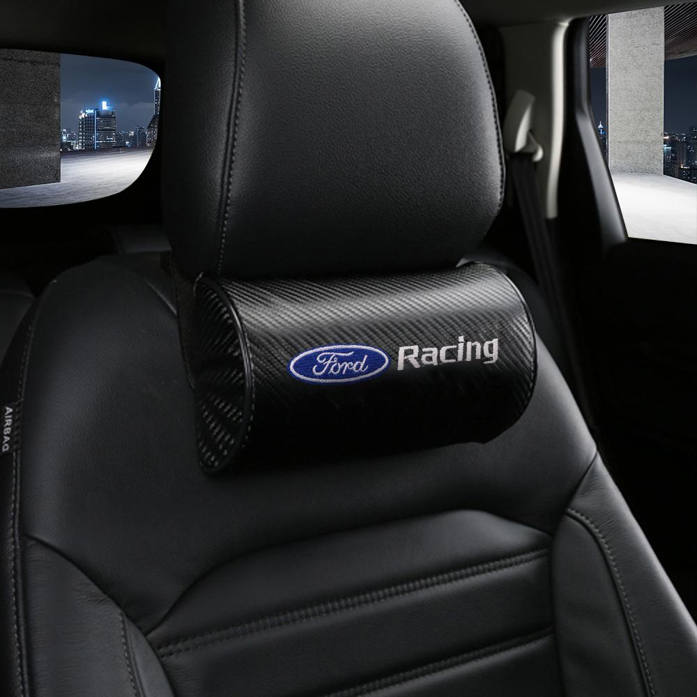 Автомобильная подушка-подголовник на сиденье из углеродного волокна для Ford ST Fiesta Focus Mk2 3 4 Edition Mondeo Fusion Ecosport Защитная накладка для поддержки головы