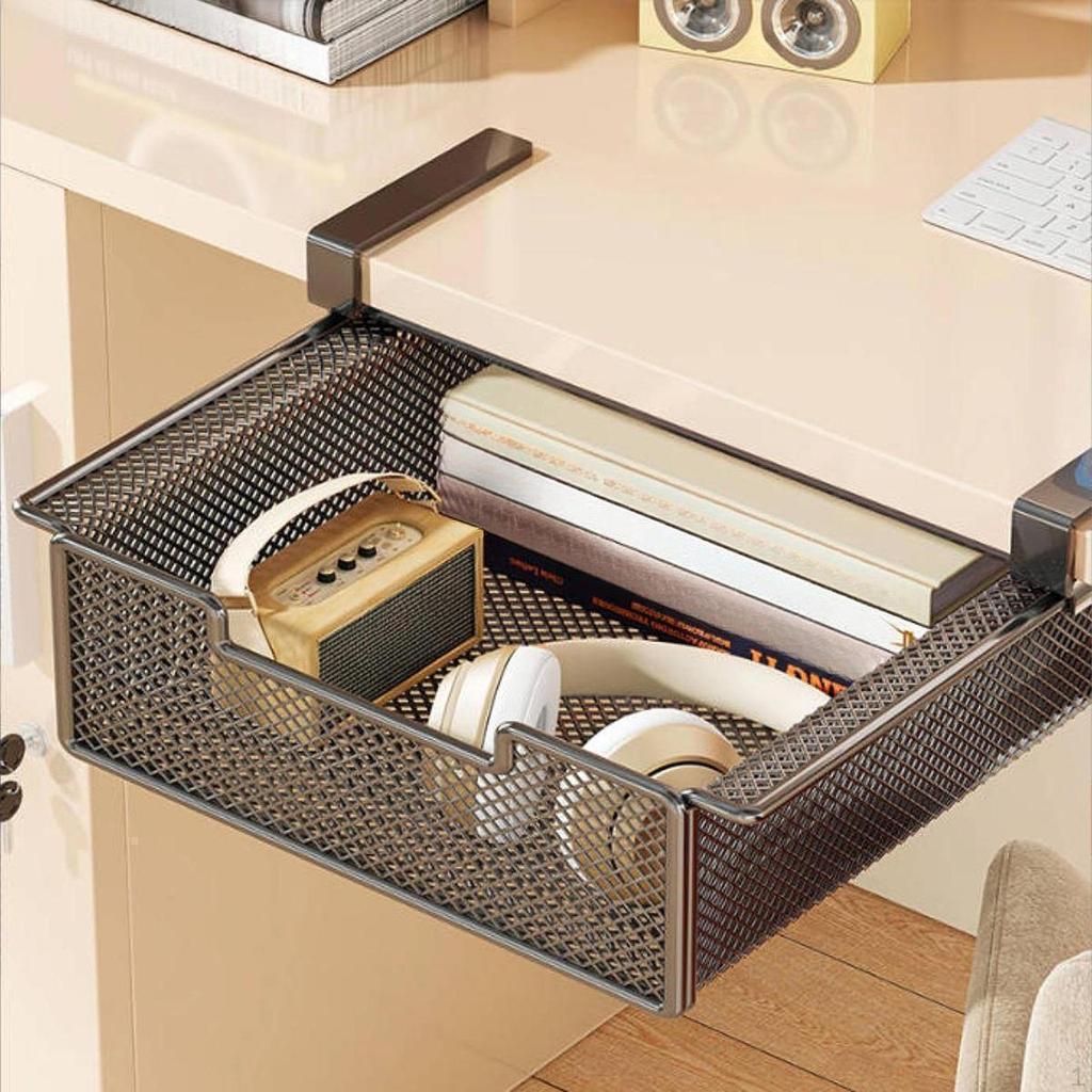 Hanging Pullout Drawer Basket Under Table Shelf Storage Organizer for Kitchen