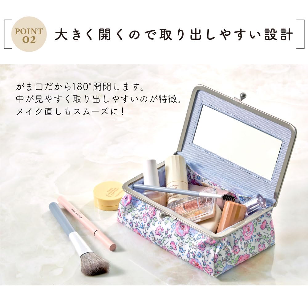 Премиальная косметичка с принтом Liberty с подарочной застежкой Большая Сделано из окрашенного розового зеркала, В коробке, Застежка, Вместимость, Устойчивая, Удобная для путешествий, Япония,