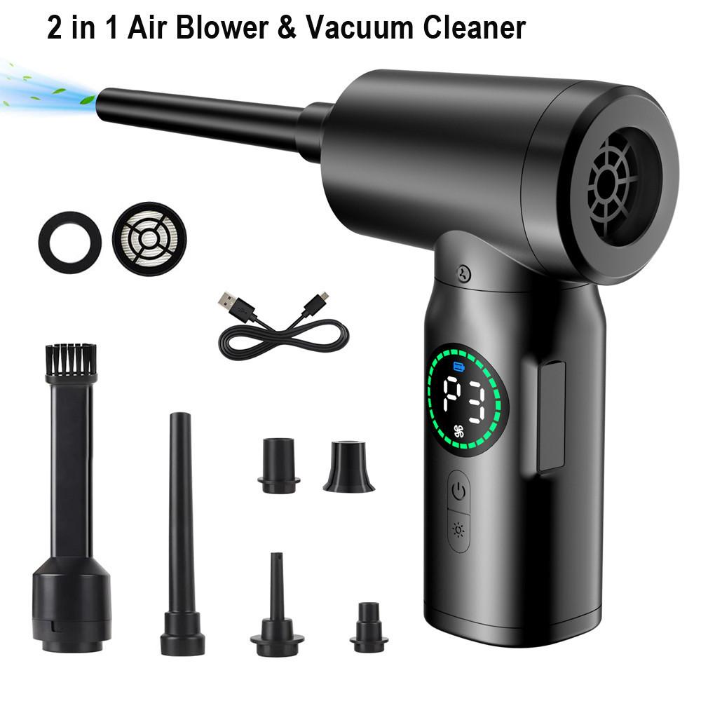Portable Compressed Air Duster 2 In 1 Air Blower & Vacuum Cleaner Cordless Keyboard Computer Duster Blower 3.81*1.88*6.51 Inch