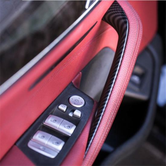 2x ABS Carbon Fiber Inner Door Pull Handle Trim Protect Cover For BMW 5 G30 G38
