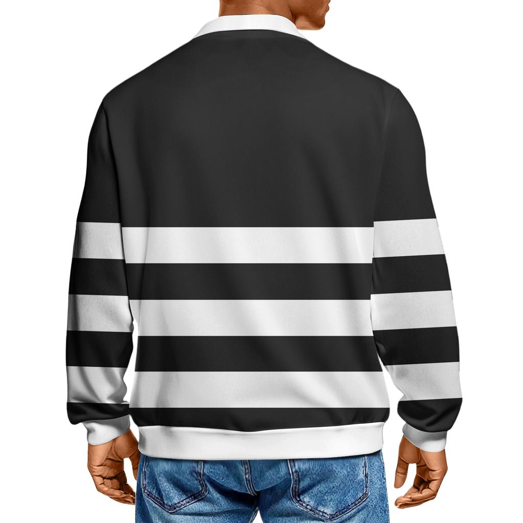 Мужская повседневная модная трикотажная рубашка с длинным рукавом и принтом на лацкане