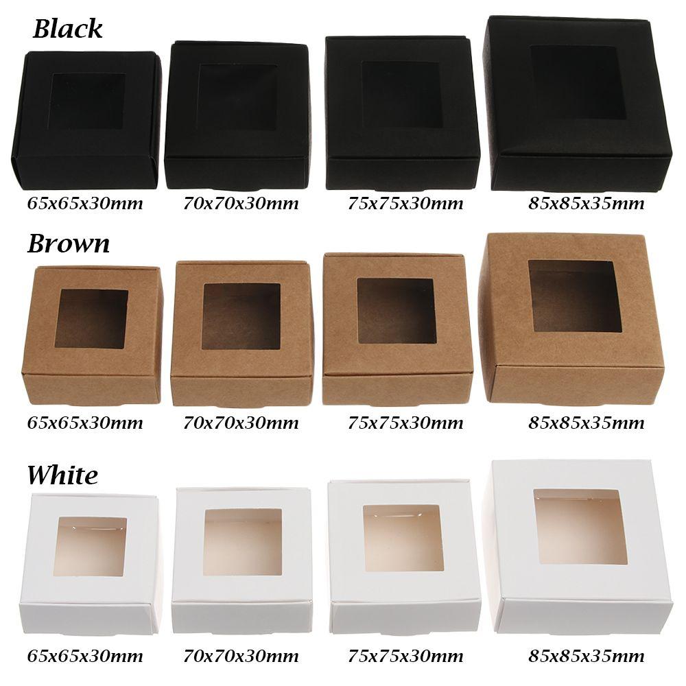 Kraft Paper Birthday Party Supplies Clear PVC Window Candy Wrapping Bag Cake Package Paper Gift Box