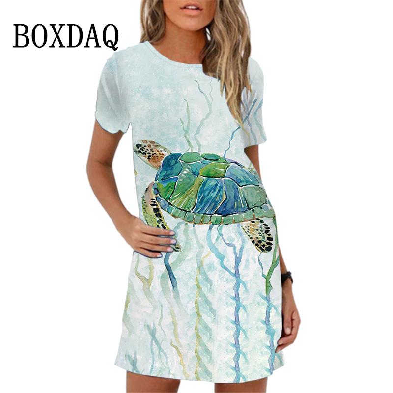 Новое женское летнее пляжное платье-сарафан, элегантное, милое, с принтом мультяшного кота, платье-трапеция, свободное, повседневное, с коротким рукавом, с круглым вырезом, мини-платье