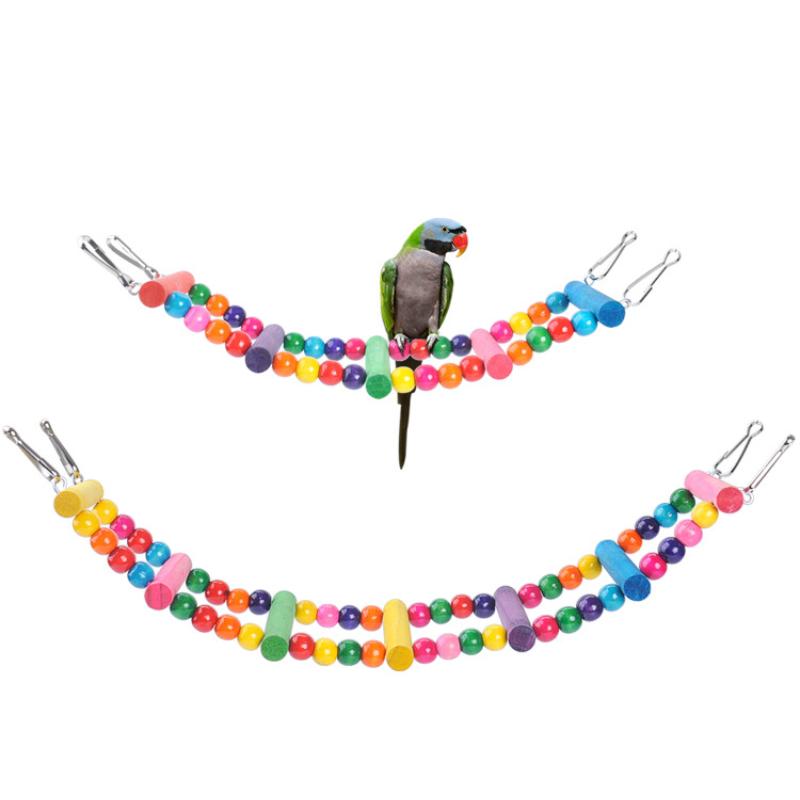 Лестница для попугая, игрушка для питомца, подвесной мостик для обучения птиц, цветной мяч для упражнений, деревянная игрушка для моляров, принадлежности для волнистых попугайчиков, корелла