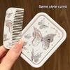 Складное зеркало для макияжа Butterfly Flip-Top, портативное карманное зеркало для женщин, прямоугольное косметическое зеркало с расческой