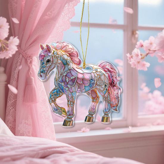 2D Акриловая Подвеска Лошадь Плоская Мультяшная Подвеска Лошадь Брелок Шарм Красочное Украшение Лошадь для Рюкзака Украшение Рождественской Елки