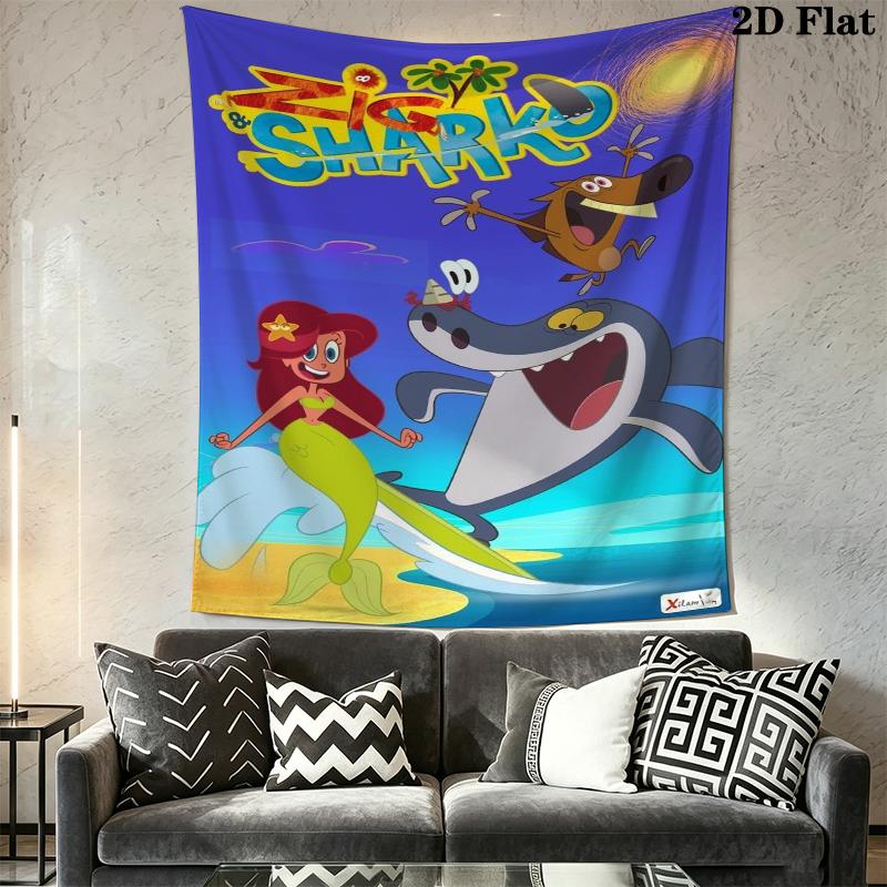 Zig&Sharko Wall Tapestry Aesthetic Wall Hanging Printed Fabric Blanket Decorative Tapestries for Bedroom Living Room Home Decor