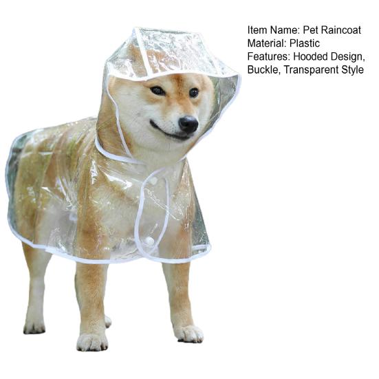 Дождевик для домашних животных Прозрачный дизайн с кнопками с капюшоном Минималистичный регулируемый ветрозащитный мягкий дождевик для собак Дождевик для домашних животных Дождевик