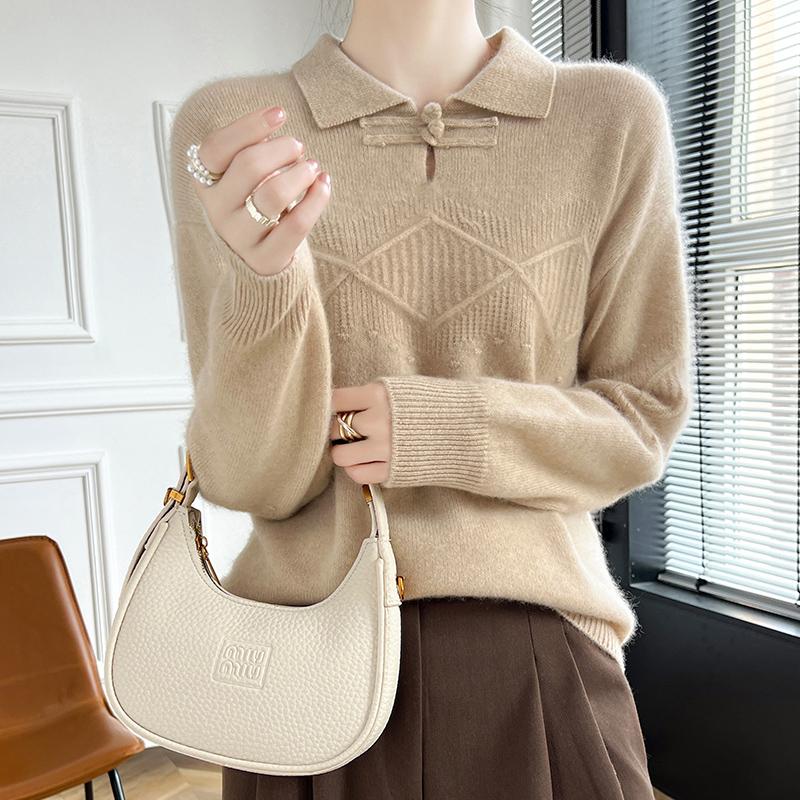 Женский кашемировый свитер Qinghe Cashmere 30% Кашемир 70% Шерсть Осенне-зимний кашемировый пуловер Мягкий и теплый