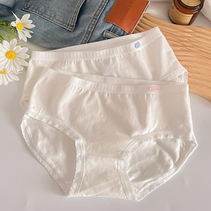 Нижнее белье для девочек из чистого хлопка с антибактериальным эффектом - удобное, средней посадки, дышащее, чистого белого цвета