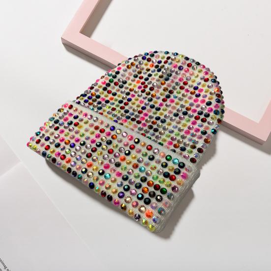 Унисекс зимняя шапка со складчатыми полями, однотонная эластичная шапка со стразами, сохраняющая тепло, для взрослых, для холодной погоды, для улицы и повседневной жизни