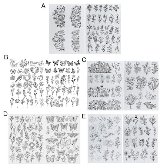 Yousheng 2 листа водорастворимого стабилизатора для вышивки DIY Stick Stitch бумага для вышивки с предварительно напечатанными цветами, листьями, животными, узорами, подарок для влюбленных