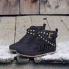 Autumn/winter Ankle Boots Tassel Boots Women's Flat Buckle Vintage Knight Boots