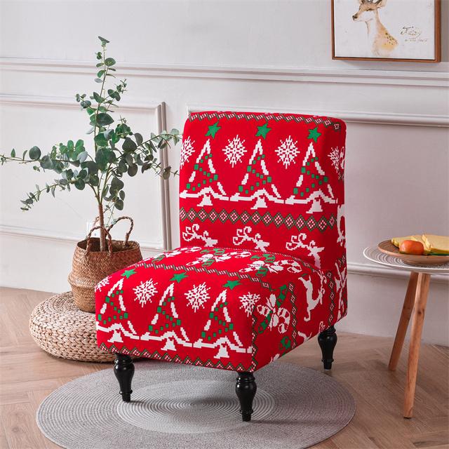 Bohemian Armless Chair Cover Stretch Spandex Accent Dining Chair Covers Nordic Sofa Slipcovers For Living Room Christmas Decor