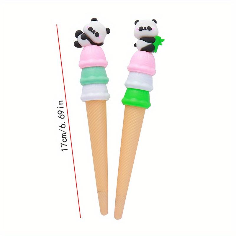 Back To School Season 10pcs 0.5mm Cute Panda Shaped Gel Pen Cute Gift Cone Ice Cream Pen Creative Stationery Water-based Pen
