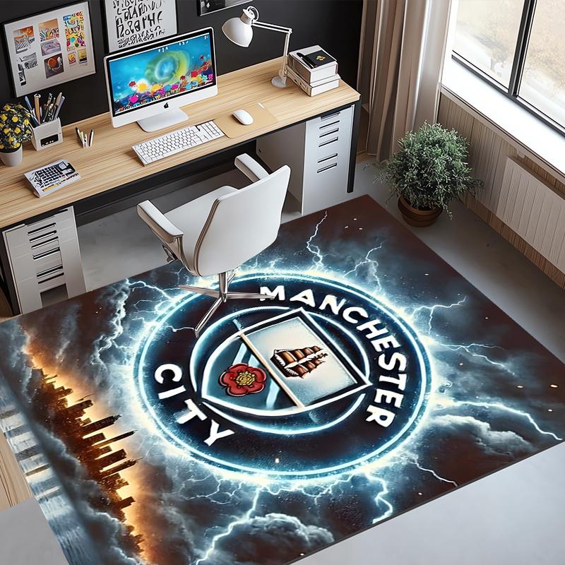 Football team City FC Pattern Rug, Indoor/Outdoor Mat, for Picnic, Gameroom, Bedroom, Office, Living Room, Home Decor Carpet, Birthday Gift