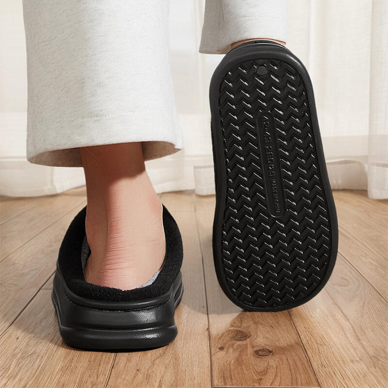 Мужские плюшевые тапочки на платформе с амортизацией из пены с памятью - Теплые зимние домашние тапочки на подкладке с нескользящей подошвой из ТПР для тепла в помещении и на улице