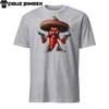 Spicy Style Alert! Cartoon Chili Pepper Graphic Tee with Mustache and Guns