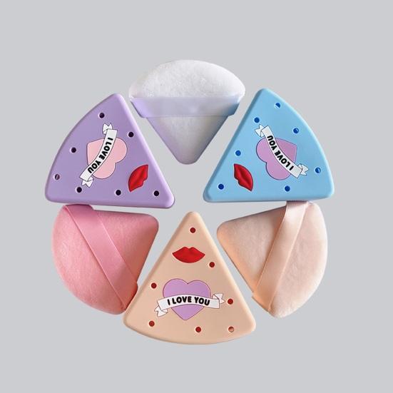 Пудреница Yousheng Контейнер Держатель с отверстиями Треугольная форма Сердце Узор рта Дышащий Полый Силиконовый Держатель для спонжа для красоты и макияжа