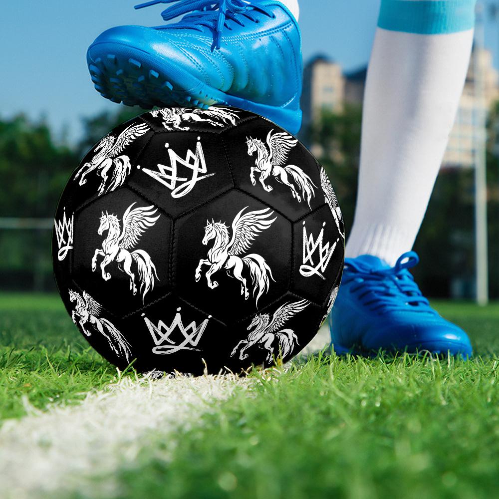 1PC Horse Fantasy Art Royal Crown Artwork Soccer Ball Size 5 Football Machine Sewn Indoor/Outdoor Universal Football S91