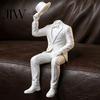 Office Desktop Decoration 3D Printed Sitting Gentleman Ornament, Minimalist Abstract Faceless Figurine, Figurine Aesthetic Art Sculpture for