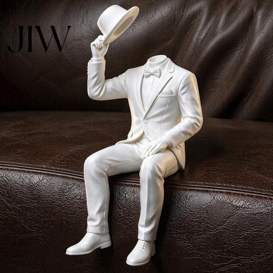 Office Desktop Decoration 3D Printed Sitting Gentleman Ornament, Minimalist Abstract Faceless Figurine, Figurine Aesthetic Art Sculpture for