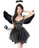 KALAOK Halloween Cosplay Angel Devil Costume Set for Cute Size XL Adults, Wings, Black,