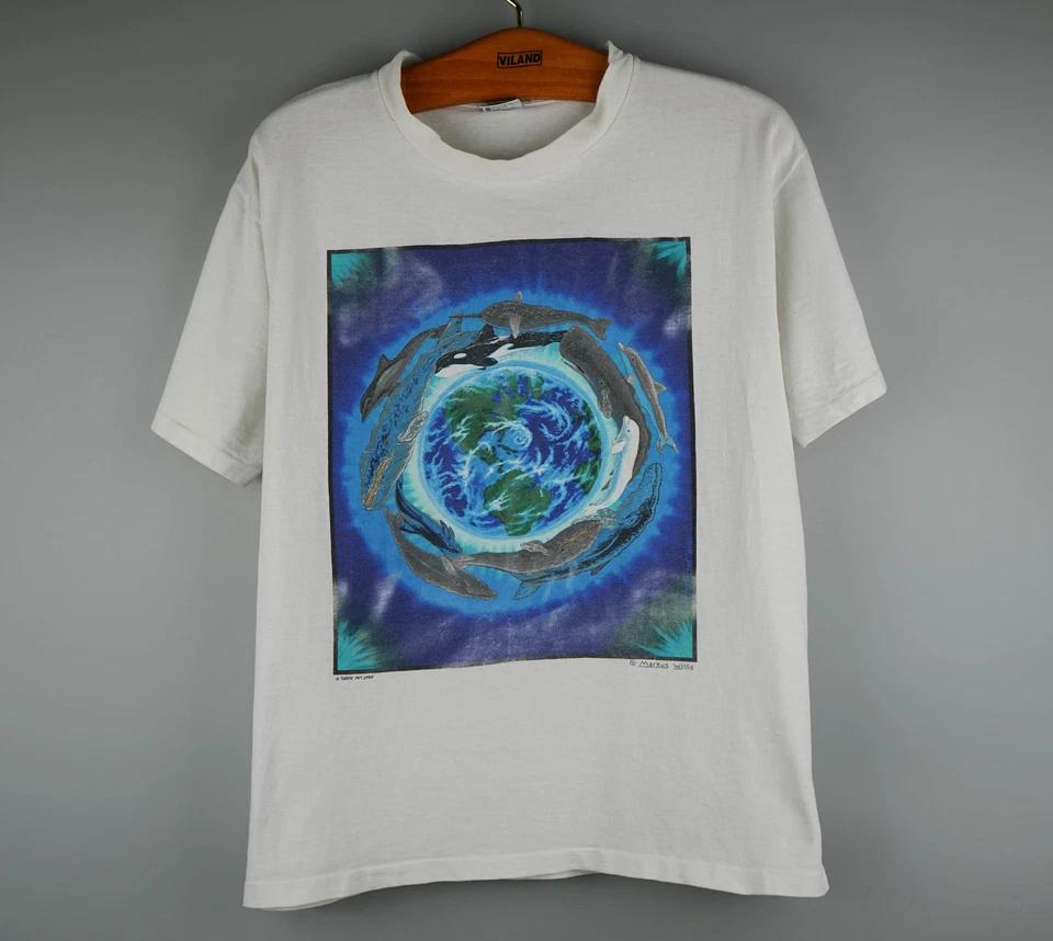 Vintage Markus Willis Art T-Shirt Earth and Whales