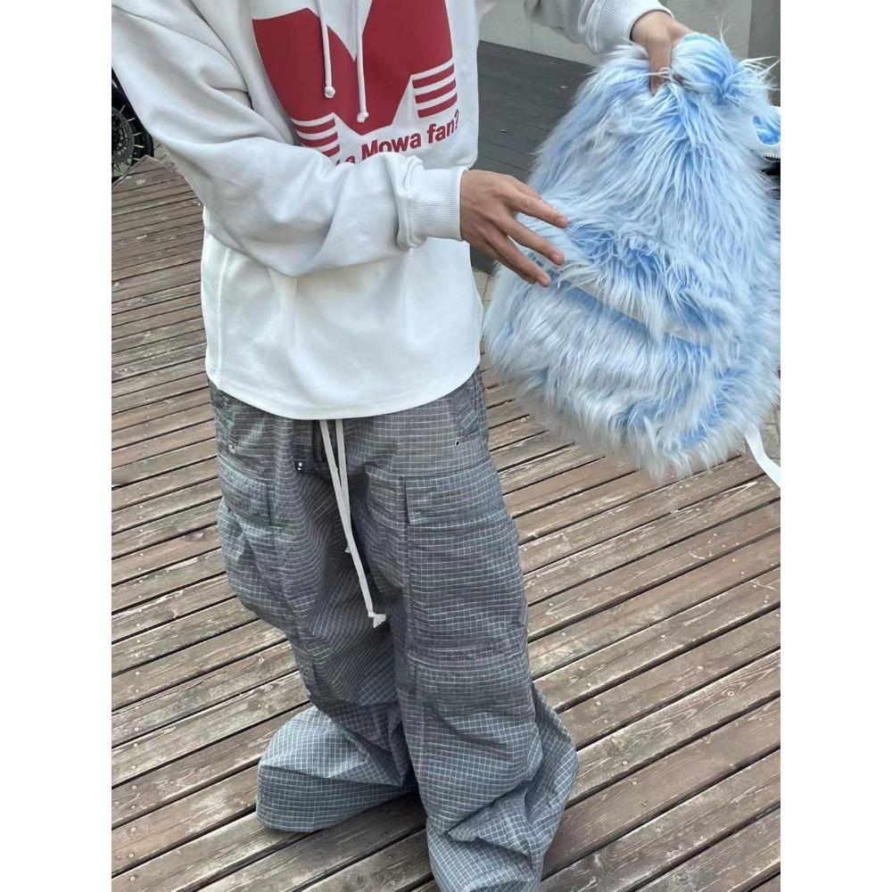 Сумки Двухцветный Контрастный Цвет Ледяной Голубой Пушистый Мужской и Женский Тренд Рюкзак для Отдыха Женский Зимний Школьный Рюкзак