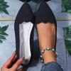 Модные женские повседневные туфли-лодочки плоской вязки с ажурным узором для работы, однотонные, с острым носком, дышащие, слипоны, удобная летняя обувь