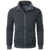 Men's Casual Sports Zipper Stand Collar Coat Men's Solid Color Cardigan