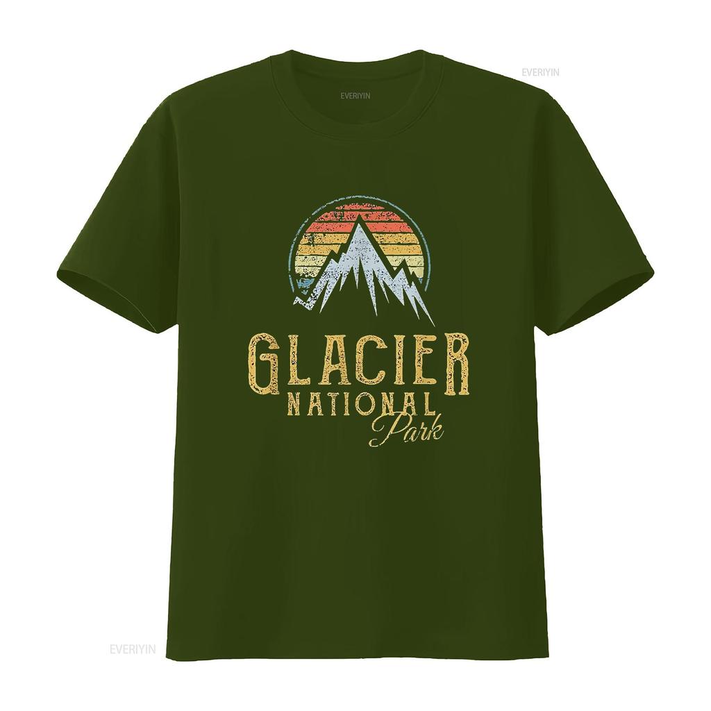 Womens Vintage Glacier National Park Summit T Shirt vintage Washed fashion homme Versatile Stylish Top For Everyday Wear