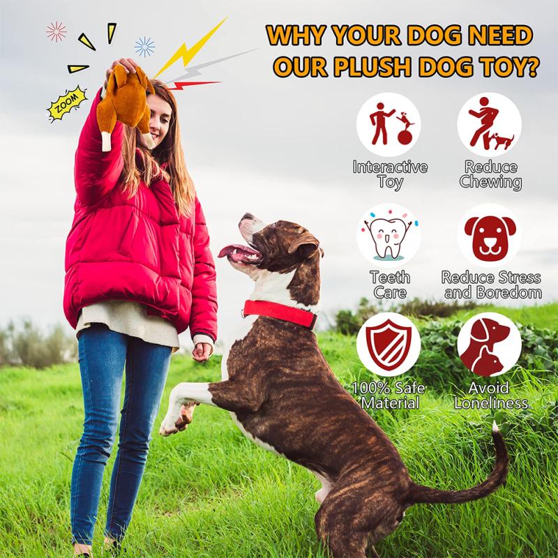 Плюшевые пищащие мягкие игрушки для домашних собак, жареная курица, устойчивые к жеванию, игрушка для жевания, игрушка для чистки зубов, питомец