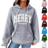 Women's Fashion Loose Hooded Pullover Long Sleeve Plaid Sweatshirt With Drawstring, Drop Shoulder, Pocket, Christmas Print Top