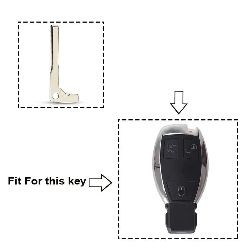 KEYYOU 10PCS For Benz Uncut Key Blanks ert For Mercedes Benz Smart Chrome & Black Remote Car Fob Key Blade Replacement