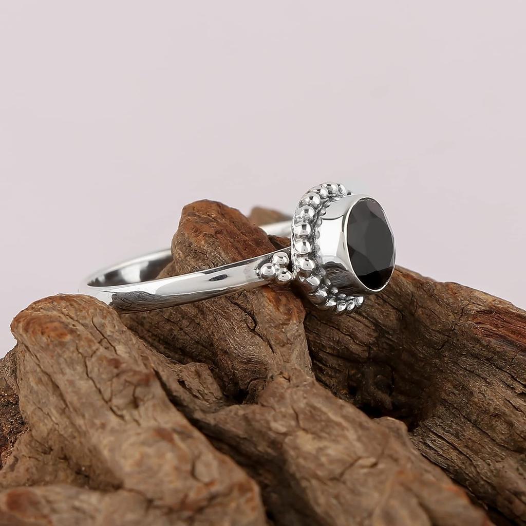 Драгоценный камень Черный Оникс Цельное серебро 925 пробы Дизайнерская модная бижутерия Подарок для нее