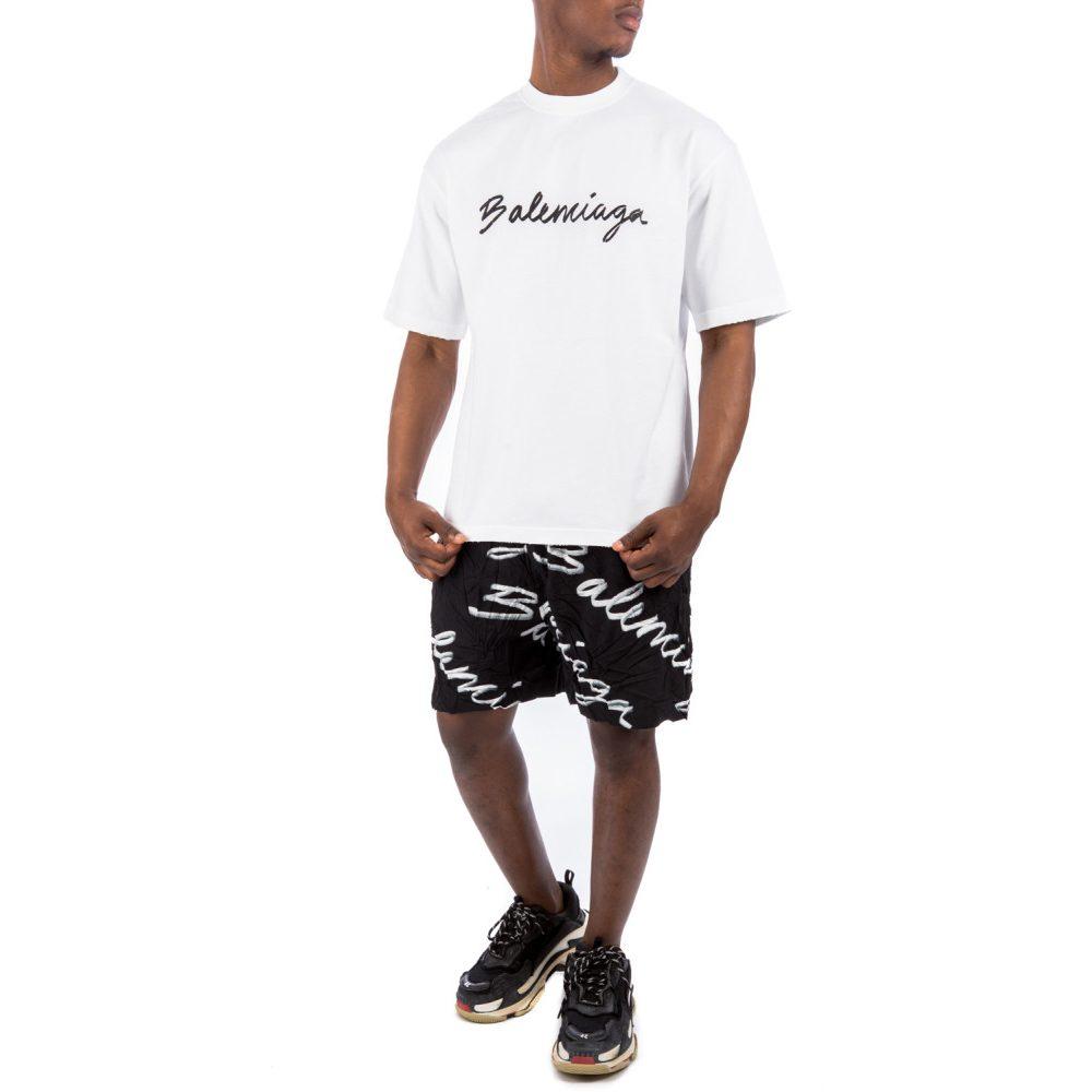 Balenciaga Шорты-бермуды с логотипом-каракулями 672410TML131070